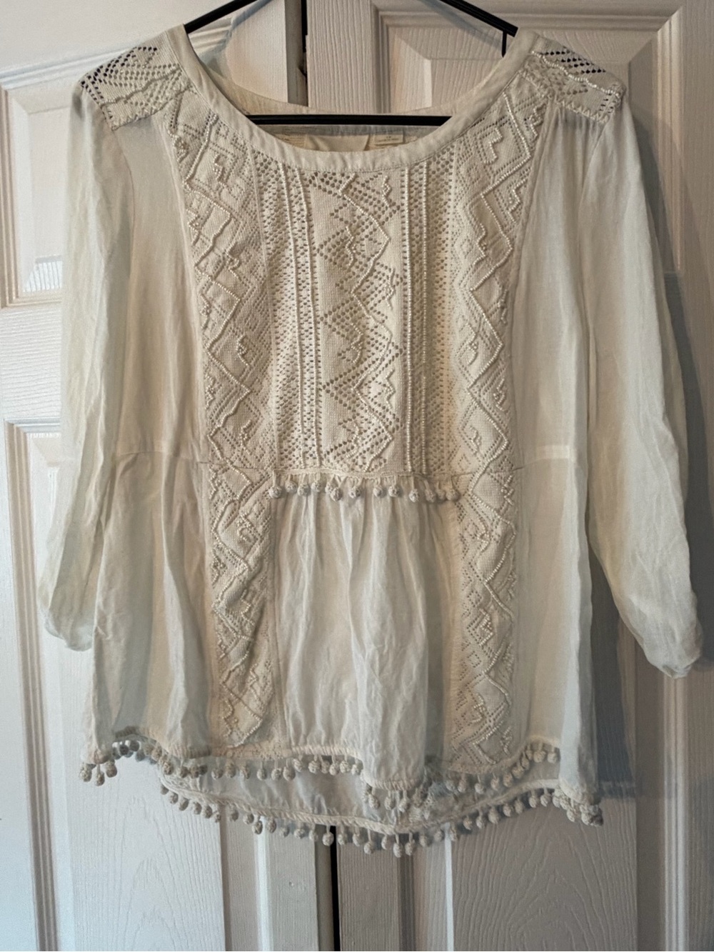 Maeve White Crochet-Trim Peasant Tunic